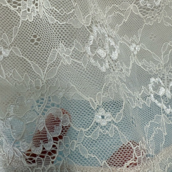 GUESS Antique Lace Funnel Neck Victorian-Style Sheer Open Shoulder Blouse Size S - Picture 11 of 14